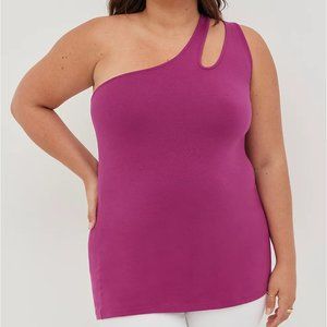 Torrid Top 2X 4X - Foxy Tank Magenta Pink One Shoulder Cut Out Shirt Plus Tee
